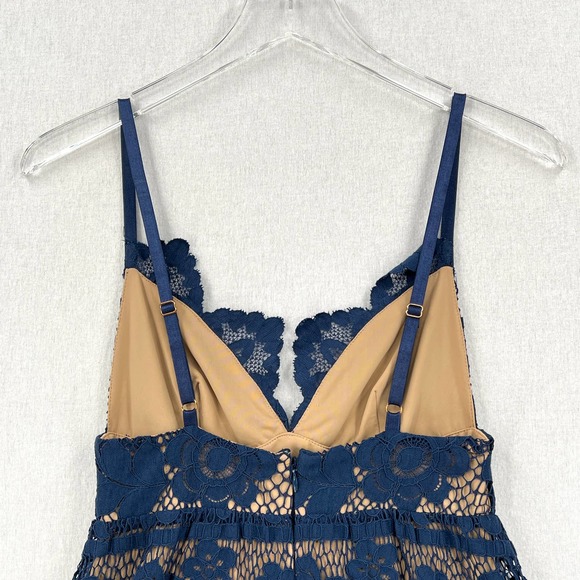 FOR LOVE & LEMONS Gianna Lace Midi Dress Womens XS Blue Bodysuit Bodycon - Picture 5 of 12